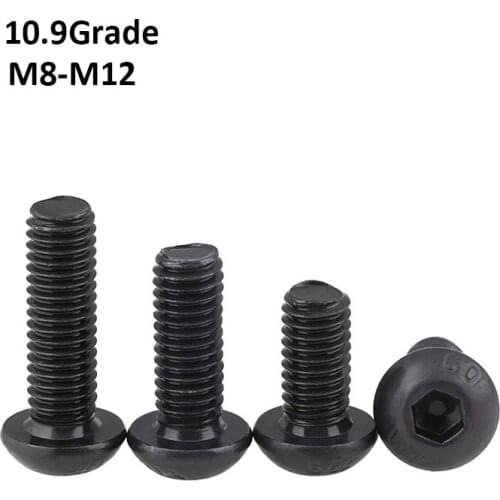 M8 M10 M12 Grade 10.9 Button Head Screws DIN7380 Black Hex Hexagon Socket Round Head Screw Bolts