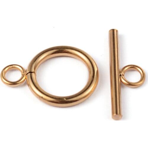 PandaHall 10sets 304 Stainless Steel Metal T bar and Ring Toggle Clasps OT Clasp for Jewelry Making DIY Bracelet Craft Finding