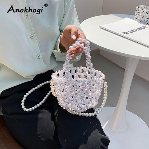 Women Summer Pearl Handbag Fashion Hollow Fashion Shoulder Bag New Style Bucket Bag ML154