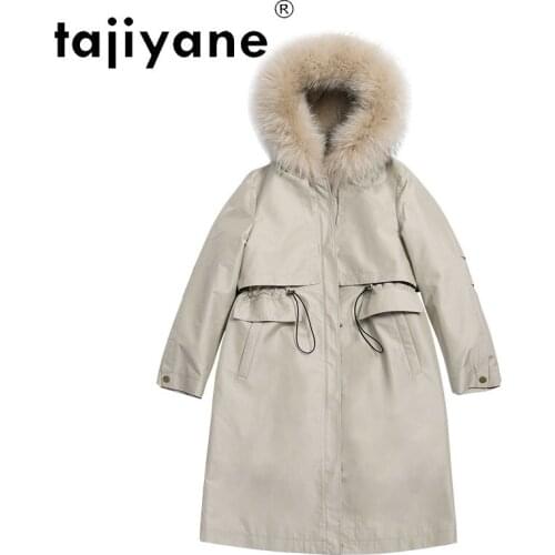 Winter Women Clothes 2021 Real Rex Rabbit Fur Lining Jackets Female Natural Raccoon Fur Collar Hooded Parkas Ropa TN710