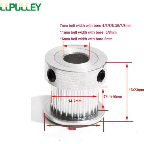 LUPULLEY GT2 24T K Type Timing Pulley Bore 4/5/6/6.35/7/8mm GT2 Gear Pulley 24 Teeth With 7/11/16mm Synchronous Wheel pulleys