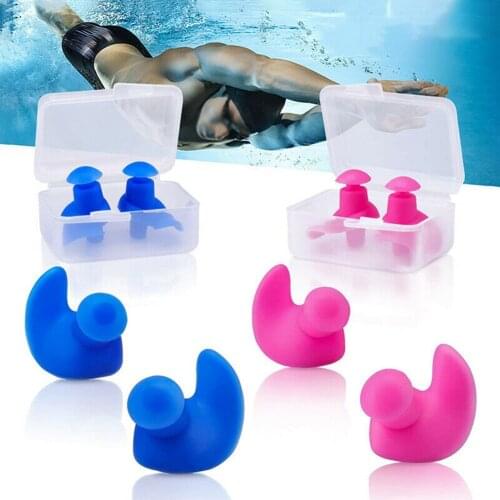 1 Pair Soft Swimming Ear Plugs Silicone Waterproof Dust-Proof Earplugs Diving Water Sports Swim Anti-noise Swimming Accessories