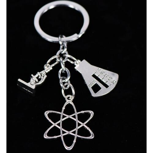 1pc Apple Charms Words Microscope Biological Unique Keychains Biology Chemistry Teacher Gift Keyring