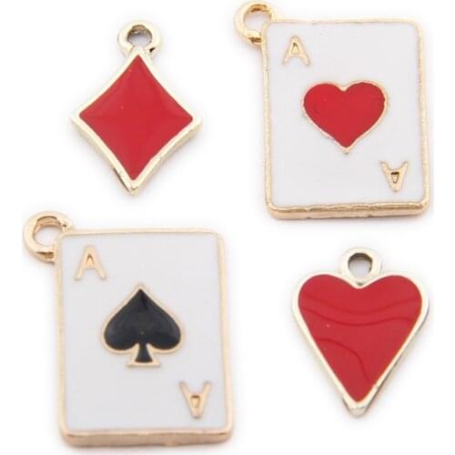 10pcs/Lot New Drip Oil Alloy Small Pendant Enamel Playing Card Poker Shape Diy Jewelry Accessories Charms