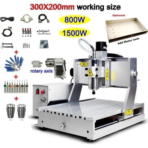 1500W Mini CNC router 3020 200*300mm 800W 1.5kw spindle motor cnc engraver engraving milling&drilling machine for wood metal