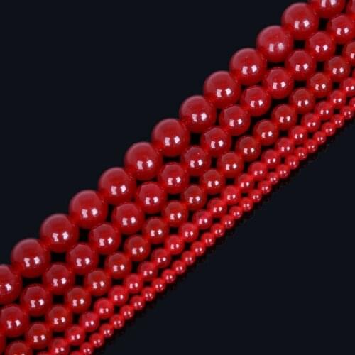 4 6 8 10 12MM Pick Size Dyed RED color Natural Stone Loose Beads for DIY fashion Stone Bracelet necklace Jewelry Making