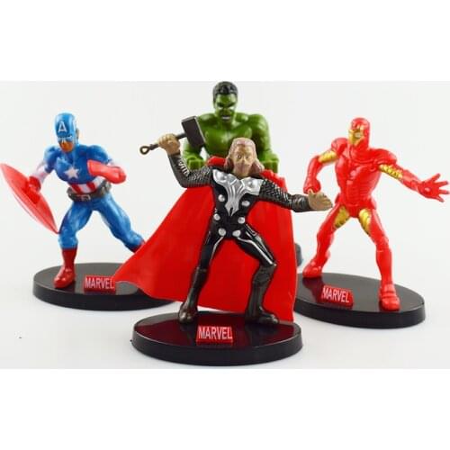 4 Pcs/set Q Posket Avengers Captain America Action Figure Toys Cake Decoration Gift dolls toys for kids birthday gift Children