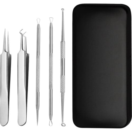 5PCS Beauty Face Skin Care Tools Kit Blackhead Remover Extractor Supplies Set For Blemish Zit Comedone