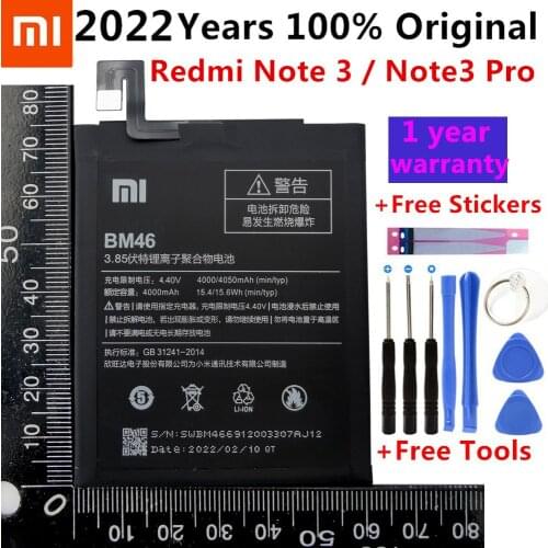 Original XIAOMI BM46 Replacement Battery For Xiaomi Redmi Note 3 Note3 Pro Note3 Redrice Authentic Phone Batteries 4050mAh+Tools