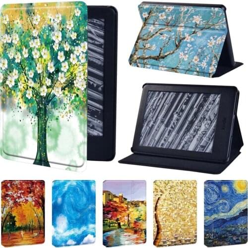 Painting Tablet Stand Cover Case for Amazon Kindle 8th/10th Flip Cover Protective Shell for Paperwhite 1/2/3/4