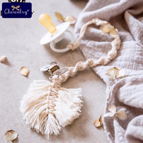 Baby Teething Pacifier Chain Cotton Rope Woven Chain Without Nipple Toy For Children Vintage Teether Dummy Holder LetS Make