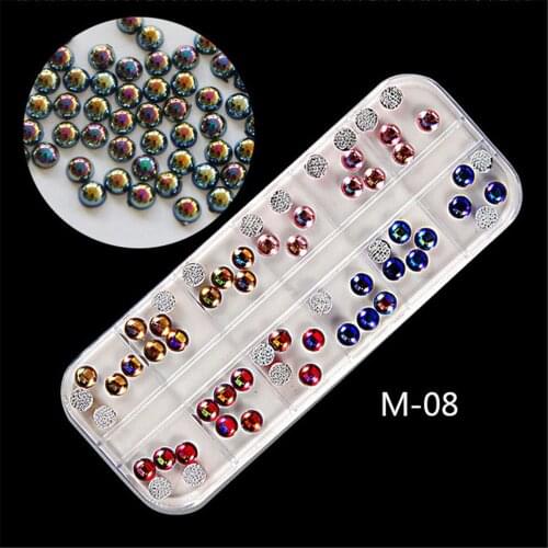 Nail Art Decorations Beads Nail Chameleon Bead Half Round Stone Colorful Rhinestones for Nails Flat Back Bottom 3D Nail Dekor