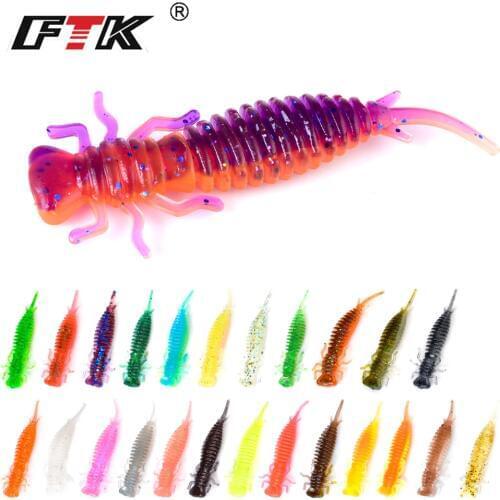 FISHKING 50mm 76mm 89mm Larva Soft Lures Artificial Lure Fishing Worm Silicone Bass Pike Swimbait Jigging Odor attractant Baits