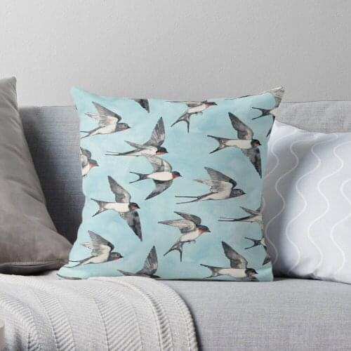 Blue Sky Swallow Flight Throw Pillow Cushion Cover Polyester throw pillows case on sofa home living room car seat decor 45x45cm