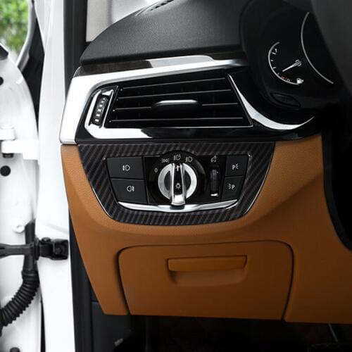 Carbon Fiber Car Headlight Switch Button Frame Trim For BMW 5 Series G30 528li 530li 2018 For BMW X4 G02 2018 Car Accessories