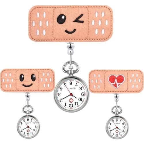 New Lovely smile love heart cartoon nurse doctor hospital pocket watches Clip Brooch Retractable Badge Reel quartz gift clock
