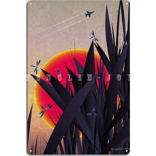 Red Heat With Dragonflies Metal Sign Club Home Living Room Classic Garage Decoration Tin Sign Posters