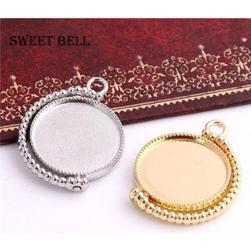 SWEET BELL 10pcs 20mm Metal Trendy Rond Double sided Cabochon Pendant Settings Fit necklace pendant