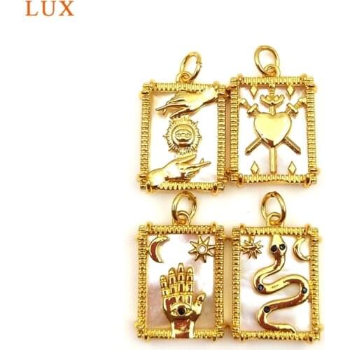 5pcs Fashion Brass Plated Rectangular Shape Shell Pendant Minimalist Gold Finding For Women Shell Necklace Decorate Making