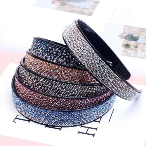 Trendy Rhinestone Sequins Boutique Headbands Hairbands For Women Ins Style Colored Crystal Hair Accessories Head Wrap Wholesale