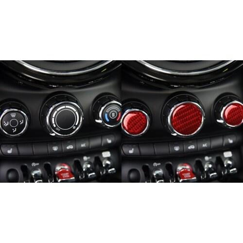3pcs Genuine Carbon Fiber For BMW MINI F55 F56 F60 Car Dashboard Center Multimedia knob button Cover Trim Styling Sticker