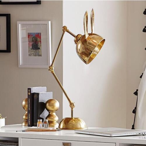 Postmodern Nordic Table lamp Gold Deck Lamp Rabbit Modern Minimalist Eye care warm study table lamp Home Bedroom Study Room