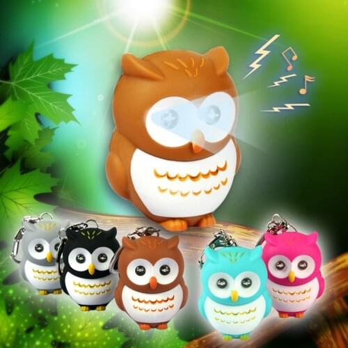 Novelty LED Owl light Luminous Keychain Sound/Voice Glowing Pendant Flash Creative Children Toy Gift for Lovers free shipping
