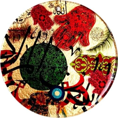 Fatma Mother Abundance Hand, Decorative Wall Ornament, Glass Souvenir, Handmade Wall Decor, 15 Cm Wall Decor