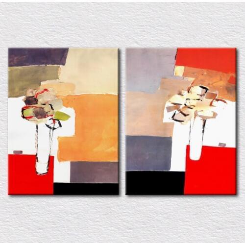 Wholesale modern Fine art handmade Abstract Color painting with beautiful colors printed 2pcs set for room wall decor