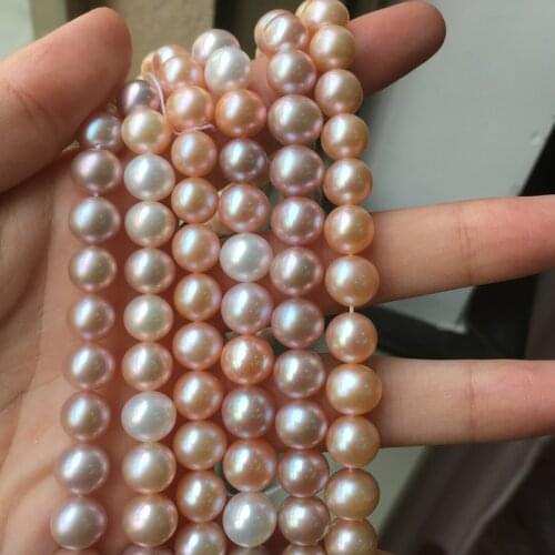 Freshwater Pearl Necklace Round Shape with Size Perfect Luster for DIY Jewelry Loose Pearl Strands