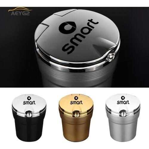 For Smart 451 Brabus Fortwo 453 Forfour Car Ashtray With Led Light Cigarette Smoke Travel Remover Auto Interior Accessories