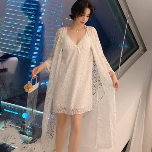 Sexy Take Bosom Cushion Sleepwear Girl Summer Lace Princess Photo Palace Halterneck Sleep Dress Fairy Robe Loose Homewear