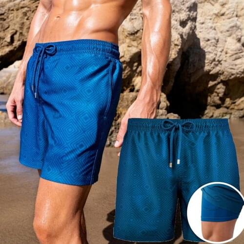 Casual Summer Running Shorts Beach Swim Trunks Man Quick Dry Casual Built-in Compression Liner