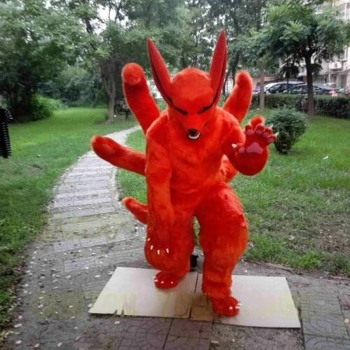 Fox Mascot Costume Red Nine-tailed Fox Doll Fursuit Cosplay Party Game Dress Suit Advertising Halloween Adult