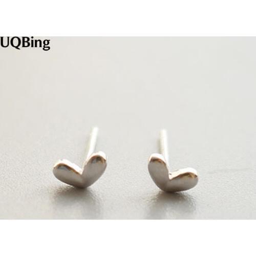 100% 925 Sterling Silver Jewelry Heart Stud Earrings Pure 925 Silver Earrings Brincos Pendientes de plata