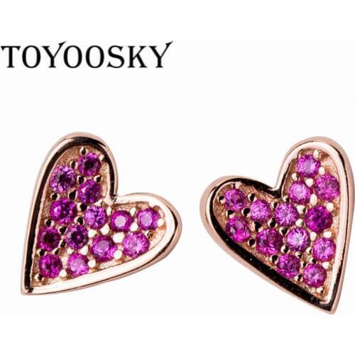100% 925 Sterling Silver Contracted Jewelry Fashion Cute Tiny 6mmX7mm Love Heart Stud Earrings For Women Daughter Girls