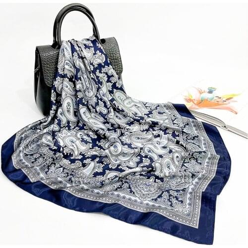Scarf Silk Satin Bandana Women Summer Square Small Bag Wrap Bohemian Retro Paisley Ladies Scarves Indian Muslim Islamic Kerchief