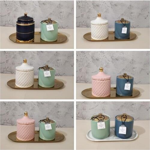 Nordic Candle Holder with Lid Handmade Jar Diy Home Salt Sugar Cans Desk Home Decoration Storage Cans Fornasettti