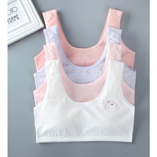 New Girls Training Bra Cotton Teenager Underwear Breathable Push Up Bras Girls Adolescente Sports Bra Tops for Teens 8-16 Years