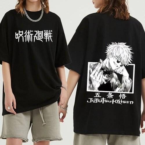 Funny Japanese Manga Satoru Gojo Jujutsu Kaisen Tshirt Men Round-neck Short-Sleeve Casual T Shirt Soft Cotton Slim Fit Tee Gift