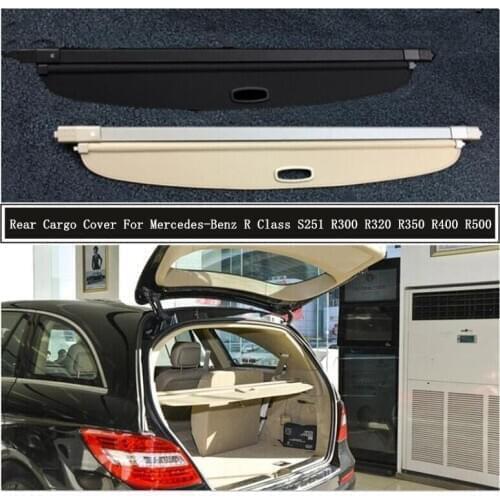 Rear Cargo Cover For Mercedes-Benz R Class S251 R300 R320 R350 R400 R500 Partition Curtain Screen Shade Trunk Security Shield