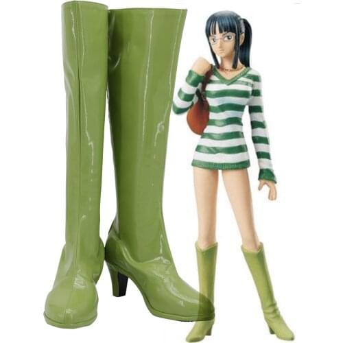 Nico Robin Green Shoes Cosplay One Piece Robin Cosplay Boots High Heel Shoes Custom Made for Unisex