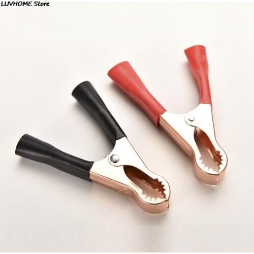 ZLinKJ 2Pcs 100A Red + Black 90mm Crocodile Car Caravan Van Battery Test Lead Clips Insulated Alligator Clamp High Quality