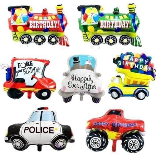 1pc large transportation car aluminum foil balloon children birthday toy train wedding car decoration balloons baby show