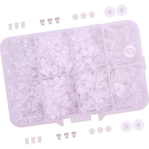 1666pcs Soft Clear Earring Backs Soft Rubber Earring Stopper Coupling Grooves