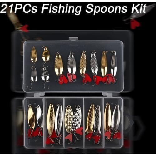 21PCs Fishing Lures Sequin Spoon Wobbler Fishing Lures Spinner Fishing Baits Tackles Fishing Tackle Accessories señuelos pesca