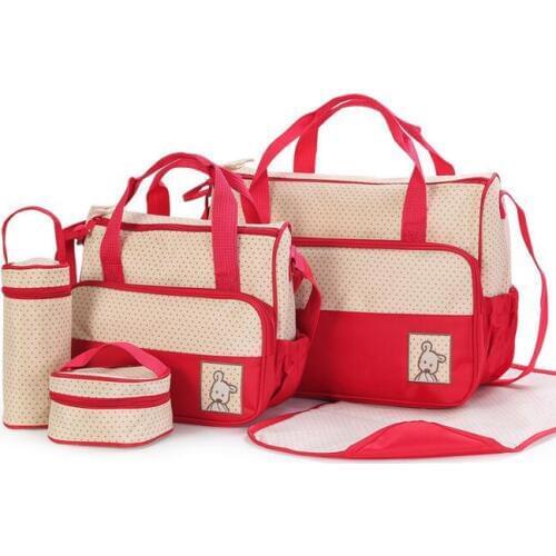 5PCS NEW Mommy Bag Baby Diaper Bag Large-Capacity Fashion Mothers Maternity Bag Baby Stroller Nappy Bag 1123