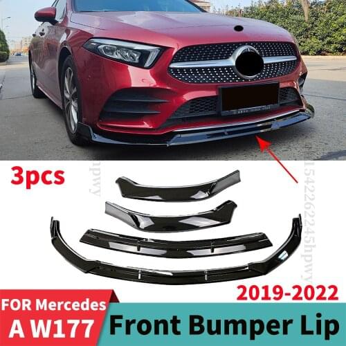 Front Bumper Lip Chin Tuning Accessories Splitter Carbon Fiber Look Body Kit Refit Trim Guard For Mercedes Benz A W177 2019 2020