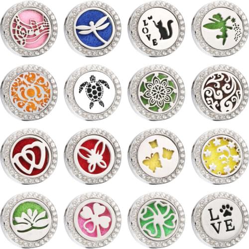 Aromatherapy 18mm Snap Buttons Perfume Locket Stainless Steel Essential Oil Diffuser Butterfly Snap Button Bracelet Jewelry