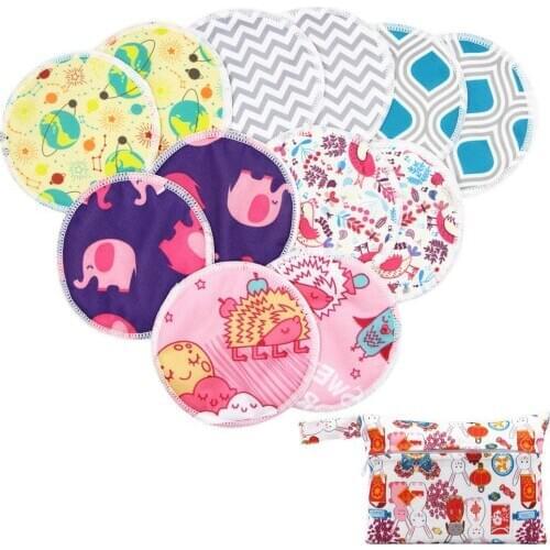 Asenappy Super Absorbency Bamboo Nursing Pads Mum Use with Small Waterproof Washable Feeding Pad Reusable Breast Pads
